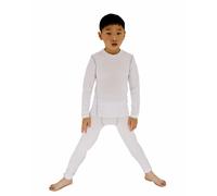 LANBAOSI Boys & Girls Long Sleeve Compression Shirts and Pant 2 Pcs Set, 14, White