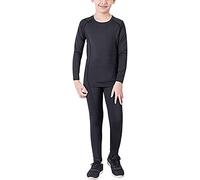 LANBAOSI Boys & Girls Long Sleeve Compression Shirts and Pant 2 Pcs Set, Black2, 14
