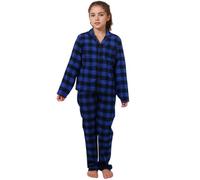 LANBAOSI Girls Boys Pyjamas Sets Cotton Flannel Checked Kids Winter Lounge | 2 Piece, Button-down front, notch collar, elastic-waist bottoms, brushed-soft, machine wash, christmas gift they keep wearing