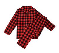 LANBAOSI Girls Pyjamas Sets Long Sleeve Checked Lounge Wear Set for Boys and Girls Flannel Pyjamas Plaid Top and Bottoms 2 Piece Children Sleepwear Cotton Nightwear Red
