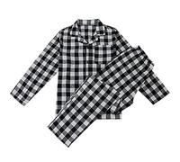 LANBAOSI Girls Pyjamas Sets Long Sleeve Checked Lounge Wear Set for Boys and Girls Flannel Pyjamas Plaid Top and Bottoms 2 Piece Children Sleepwear Cotton Nightwear Grey