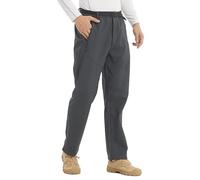 LANBAOSI Hiking Trousers Mens Winter Fleece Lined Pants Softshell Outdoor Thermal Workwear Ski Golf Walking Waterproof Trousers Grey