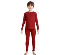 LANBAOSI Kids Boys Base Layer Set Long Sleeve Compression Shirt Leggings Football Thermal Tops Tights Athletic Undershirt Red