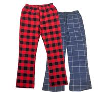 LANBAOSI Kids Flannel Pajama Pants Girls Elastic Waist Loungewear Sleepwear Bottoms Burshed Cotton Check Lounge Pants with Pockets