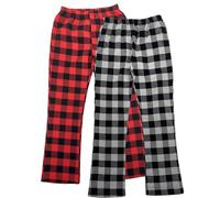 LANBAOSI Kids Flannel Pajama Pants Girls Elastic Waist Loungewear Sleepwear Bottoms Burshed Cotton Check Lounge Pants with Pockets