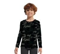 LANBAOSI Kids Thermal Base Layer Shirt Boys Long Sleeve T Shirts Footbal Underwear Tops Green Camo