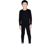 LANBAOSI Kids Thermal Underwear Set Children Boys Base Layer Long Johns Bottoms and Long Sleeve Top Black