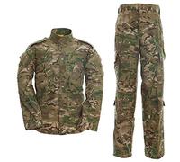 LANBAOSI Men's Tactical Jacket and Combat Trousers Set Camo Woodland Hunting ACU Military Uniform, Cp, L