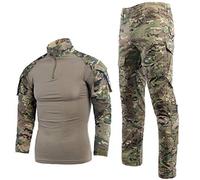 LANBAOSI Tactical Suit BDU Combat Shirt Trousers for Men Long Sleeve Ripstop Multicam Military Uniform Set Airsoft Woodland Hunting, Cp, S