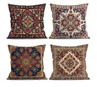 LANBEIDE Boho Cushion Cover 45x45cm, Set of 4 Vintage Colorful Bohemian Geometric Throw Pillow Cover Exotic Pillow Case Outdoor Garden Decor 18'x18'