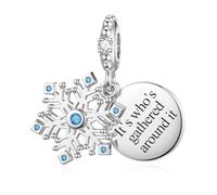 LANBEIDE Christmas Snowflake Dangle Charms for Pandora Charms, 925 Sterling Silver Snowflake Dangle Beads for Pandora Bracelet Xmas Birthday Present for Women