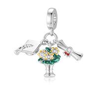 LANBEIDE Graduation Charms for Pandora Charms, 925 Sterling Silver Graduation Cap Bouquet Certificate Pendant for Pandora Bracelet Graduation Present for Women