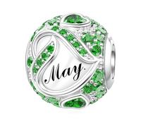 LANBEIDE May Birthstone Charms for Pandora, 925 Sterling Silver Beads for Pandora Bracelet Birthday Present for Women