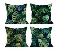 LANBEIDE Tropical Leaves Cushion Covers 45x45cm Set of 4, Botanical Decor