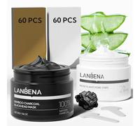 LANBENA 2-Pack Pore Strips: 2% Salicylic Acid BHA + Bamboo Charcoal | Nose Strips Blackhead Peel-Off Mask | Deep Cleansing, Purifying Pore Treatment for Blackhead & Oil Removal