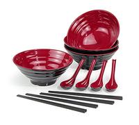 Lanbent Ramen Bowl Set, 1032 ml Japanese Soup Bowl with Spoon and Chopsticks, for Pasta Udon Pho Asian Noodles, Dishwasher Safe (4PCS)