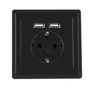 LANBERG AC WALL SOCKET SCHUKO WITH 2 PORT USB CHARGER, BLACK