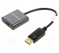 lanberg AD-0009-BK Displayport 1.1A (19 Pin) Male to HDMI (1.4) Female Adapter with Cable, 20 cm, Black