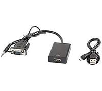 lanberg Ad 0021 "VGA (15-Pin) Socket to Jack Plug (3-Pole) and 1.4 USB A 2.0 Female Adapter (HDMI A M/M Cable Black