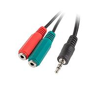 lanberg Ad 0023 cm black Lanber (4-Pin) to 2x 3.5 mm Jack Socket Adapter 4-pin Stereo Jack Audio Y Cable Splitter Adapter - Black