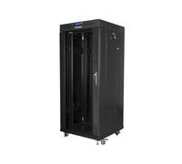 LANBERG Free Standing Rack 19 Inch Cabinet 27U 600 x 600 Glass Door LCD Flat Pack Juodas