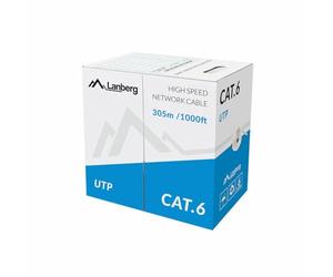 LANBERG KABEL INSTALACYJNY UTP, KAT. 6, DRUT CU, 305M, SZARY