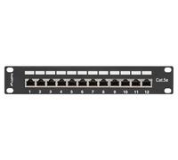 LANBERG PATCH PANEL 10'', 12 PORT 1U, CAT.5E, Black