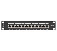 LANBERG PATCH PANEL 10'', 12 PORT 1U, CAT.5E, Black