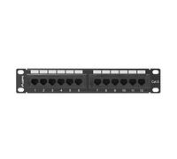 LANBERG Patch Panel 10'', 12 Port 1U, Cat.6, Black