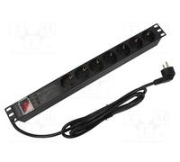 REGLETA LANBERG 1U 16A 7X SCHUKO Rack 19" 2M Black