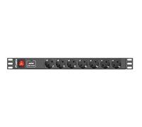 LANBERG PDU Rack Power Strip (1U 10A 7X SHUKO 2M)