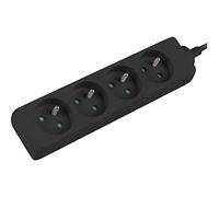 PS0-04E-0100-IEC-BK Extension Cable 3x1mm² Sockets: 4 Rubber Black 1m 10A LA