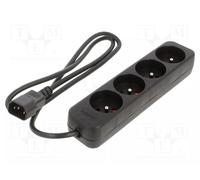 PS0-04E-0100-IEC-BK Extension Cable 3x1mm² Sockets: 4 Rubber Black 1m 10A LA