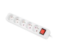 PS1-05E-0300-W extension cable 3x1.5mm² sockets: 5 rubber white 3 meters 10A LAN