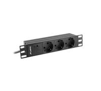 Lanberg REGLETA Rack PDU 10 Inch 1U 16 A, 3 x 230 V Schucko 2 m Black