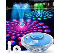 LanBlu Floating Fountain Pool with Light Show, 8000 mAh Rechargeable Battery Fountain Pool Water Fountain with Anchor, 2 Spray Modes Pools Fountain up to 130 cm, Floating Fountain for Pond Pools