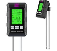 LANBOJINDI Soil Test Kit, 6-in-1 Soil Moisture, PH, Fertility Meter with Digital Soil Temp, Air Temp and Humidity, Dual Screen Tester for Plants, Lawn, Farm, Indoor and Outdoor(2*AAA Battery Needed)
