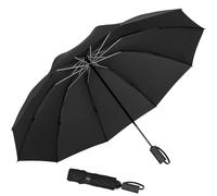 LANBRELLA Umbrella Windproof Compact Travel Umbrella Auto Open Close for Rain, U2.1 Black, 54 Inch, Compact