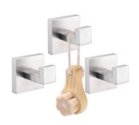 LANC 3 Pack Bathroom Towel Hooks Heavy Duty Square Hanger Coat Hooks Clothes Robe Hook Wall Mounted Kitchen Garage Wall Hooks SUS 304 Stainless Steel Brushed Nickel, A8805BN-P3
