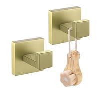 LANC Bathroom Accessories Towel Hooks Brushed Gold Coat Robe Hook Heavy Duty Clothes Hanger Contemporary Kitchen Garage Hotel Wall Hooks Stainless Steel Wall Mounted 2 Pieces, A8805BG-P2