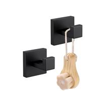 LANC Bathroom Hardware Towel Hooks Matte Black Coat Robe Hook Heavy Duty Square Hanger Bathroom Kitchen Garage Wall Hooks SUS 304 Stainless Steel Wall Mounted 2 Pack,A8805MB-P2