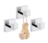 LANC Bathroom Towel Hooks Chrome Polished Heavy Duty Square Hanger Coat Contemporary Robe Hook Bathroom Kitchen Garage Wall Hooks Stainless Steel Wall Mounted 3 Pieces, A8805CP-P3