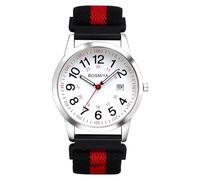 Lancardo Braided Elastic Strap Watch: Analog Quartz Adjustable Black Red Band Arabic Large Dial Casual Sport Wristwatch for Men Women Easy-to-Read