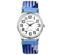 Lancardo Braided Elastic Strap Watch: Analog Quartz Blue White Arabic Large Dial Casual Watch for Men Women Easy-to-Read, blue white L, L