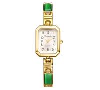 Lancardo Chic Womens Rectangular Watch: 5th Month Green Gemstone Design Easy-to-Read Arabic Dial Fashionable Quartz Movement Lady Wrsitwatch for Birthday Christmas