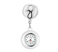 Lancardo Clip On Nurse Watch: Retractable Quartz Silicone Cover Cartoon Medical Symbol Pattern Badge Easy to Read for Women Men Doctor, G