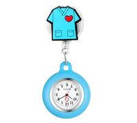 Lancardo Clip On Nurse Watch: Retractable Quartz Silicone Cover Cartoon Medical Symbol Pattern Badge Easy to Read for Women Men Doctor, B