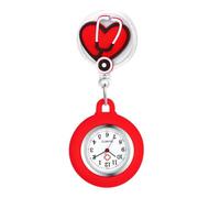 Lancardo Clip On Nurse Watch: Retractable Quartz Silicone Cover Cartoon Medical Symbol Pattern Badge Easy to Read for Women Men Doctor, K