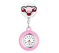Lancardo Clip On Nurse Watch: Retractable Quartz Silicone Cover Cartoon Medical Symbol Pattern Badge Easy to Read for Women Men Doctor, D