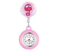 Lancardo Clip On Nurse Watch: Retractable Quartz Silicone Cover Cartoon Medical Symbol Pattern Badge Easy to Read for Women Men Doctor, C